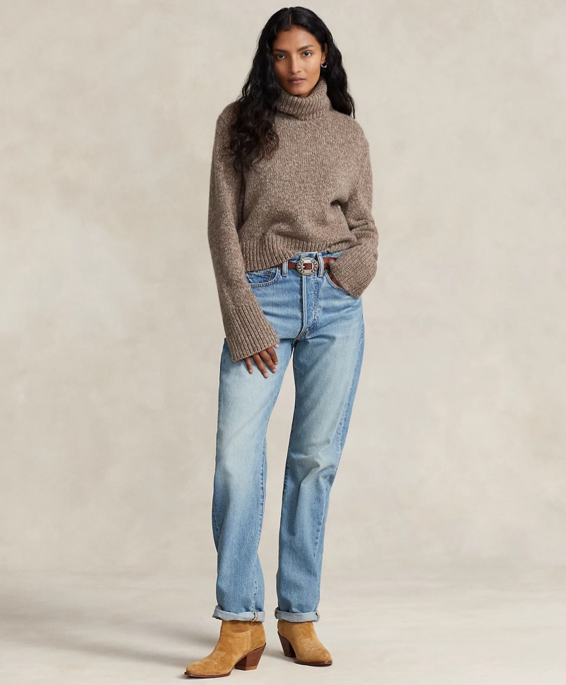 Turtleneck Sweater Jeans Winter Outfit