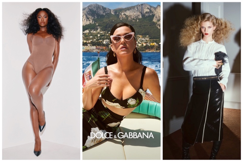 Week in Review: Coco Jones for Best of SKIMS campaign, Katy Perry poses in Dolce & Gabbana Devotion, and Zara Studio fall 2023 collection.