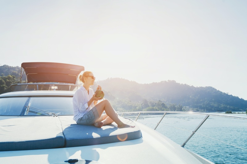Woman Yacht Relaxation