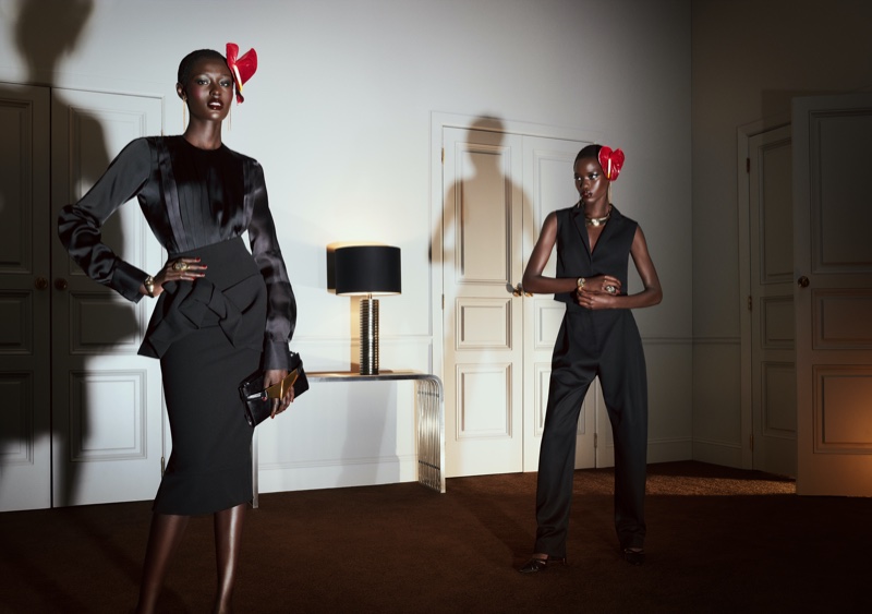 Awar Odhiang and Nyawuhr Chuol wear tailored looks in Zara Studio fall-winter 2023 campaign.