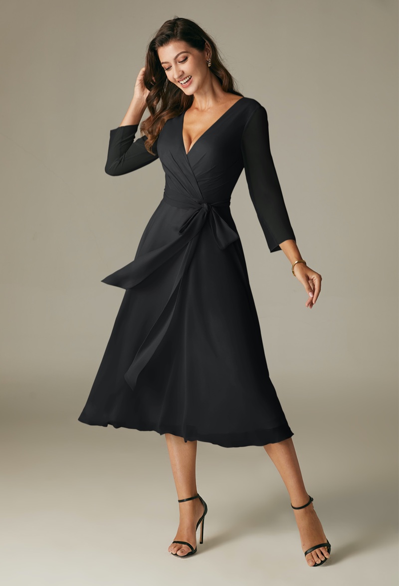 Black Wrap Bridesmaid Dress