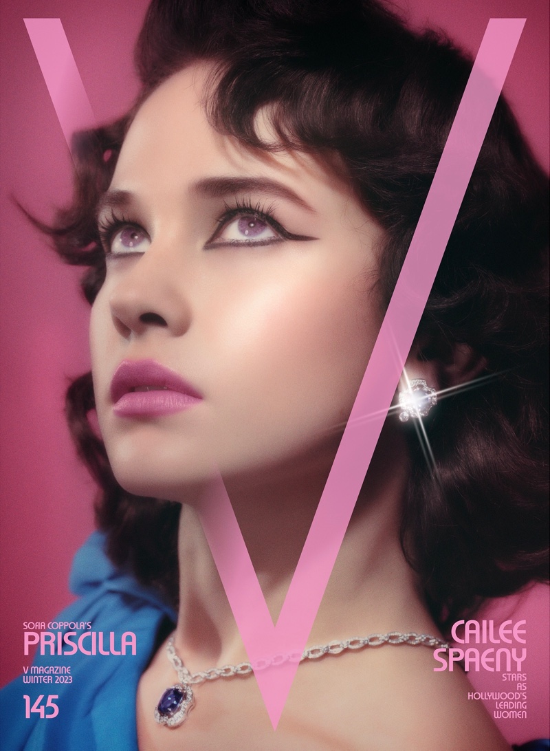 Priscilla star Cailee Spaeny pays tribute to Elizabeth Taylor on V Magazine V145 cover.