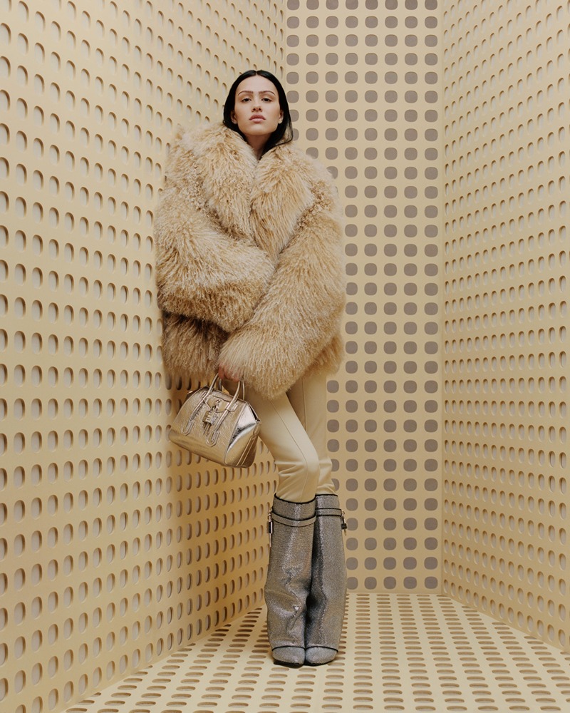 Givenchy debuts its holiday 2023 campaign featuring a shearling coat.