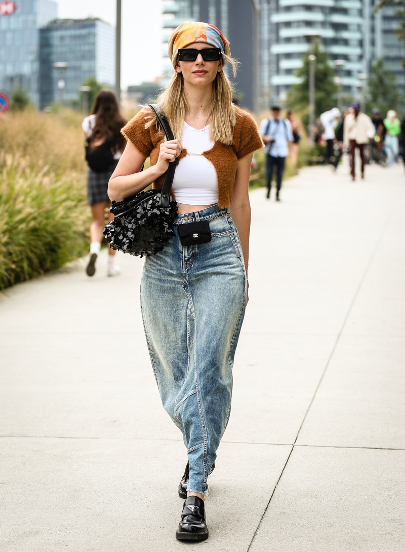 Hippie Jean Skirt Outfit