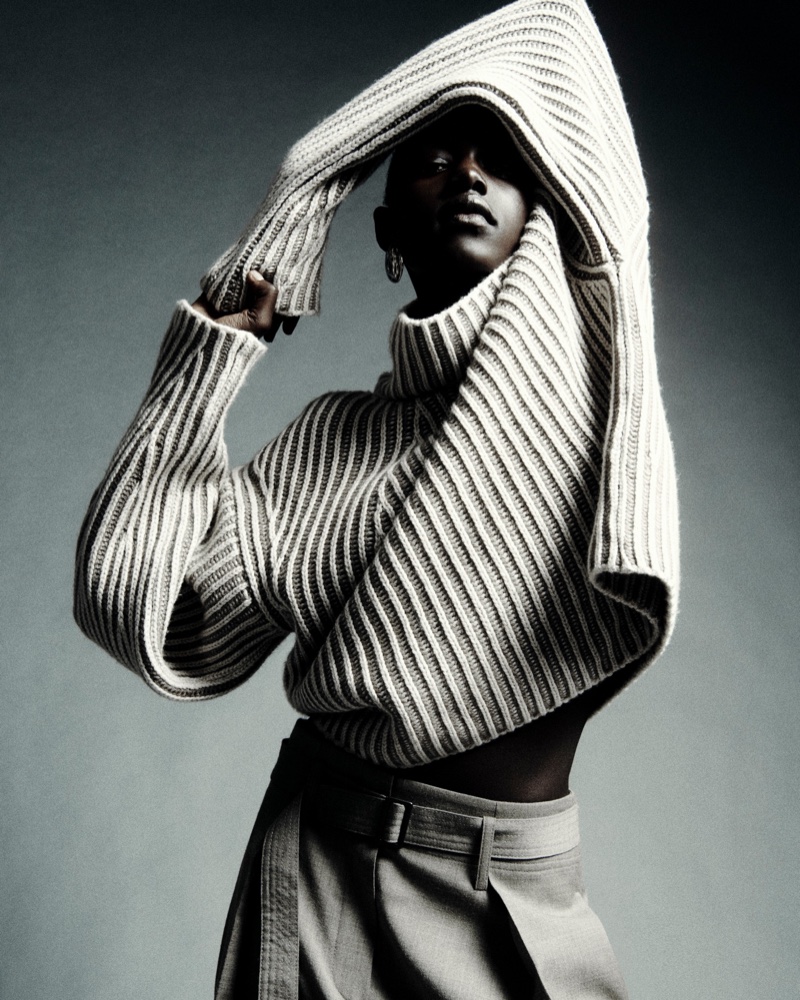 Alaato Jazyper strikes a pose in Massimo Dutti campaign featuring winter fashion.