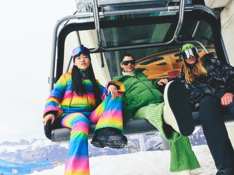 Models take on colorful ski style for the Perfect Moment winter 2023 collection.