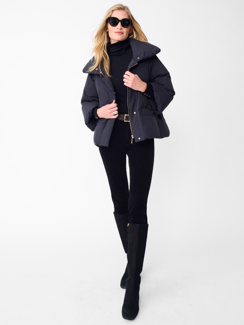 Proportions Puffer Jacket Skinny Jeans Turtleneck Outfit