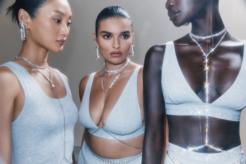 Chokers and necklaces sparkle in SKIMS' new Swarovski collaboration.