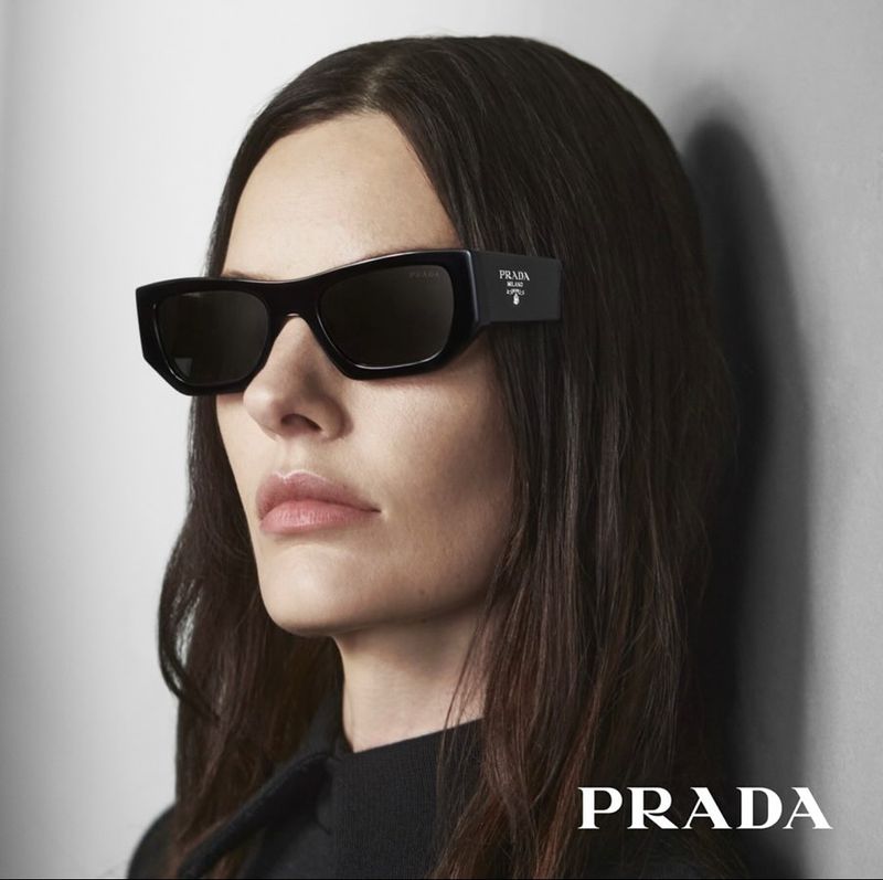 Prada spotlights geometric sunglasses for its fall-winter 2023 eyewear collection.