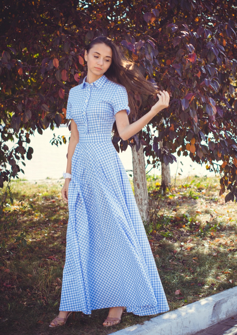 Seasonal Dressing Checkered Print Wedding Guest Dress