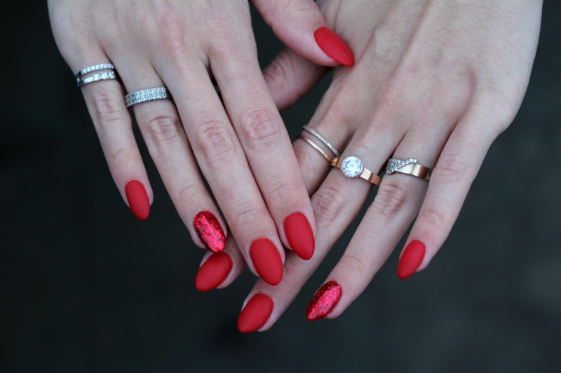 Bold Red Engagement Nails