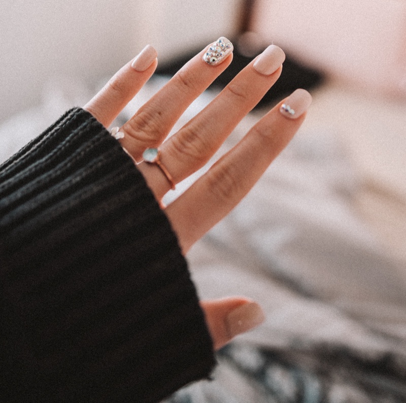 Gemstone Engagement Nails