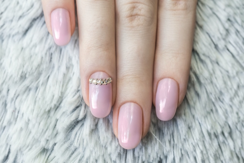 Pink Sparkle Engagement Nails