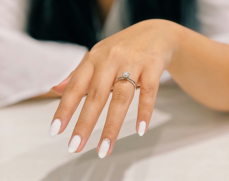 White Sparkle Engagement Nails