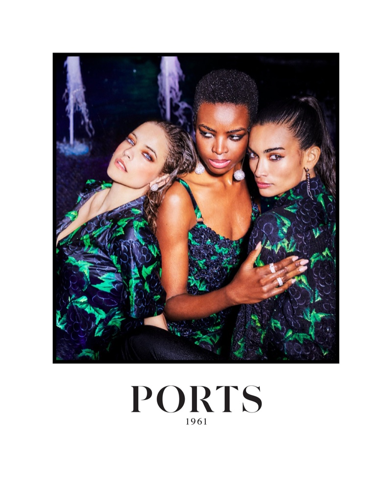 The Ports 1961 spring-summer 2024 ad with Barbara Palvin, Maria Borges, and Kelly Gale showcases floral prints.