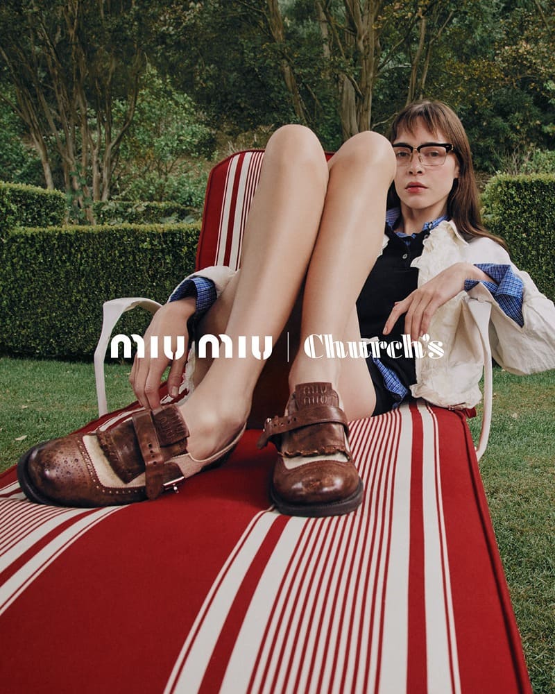 Church's collaboration with Miu Miu brings a retro flair to the spring 2024 lineup, where classic meets contemporary.