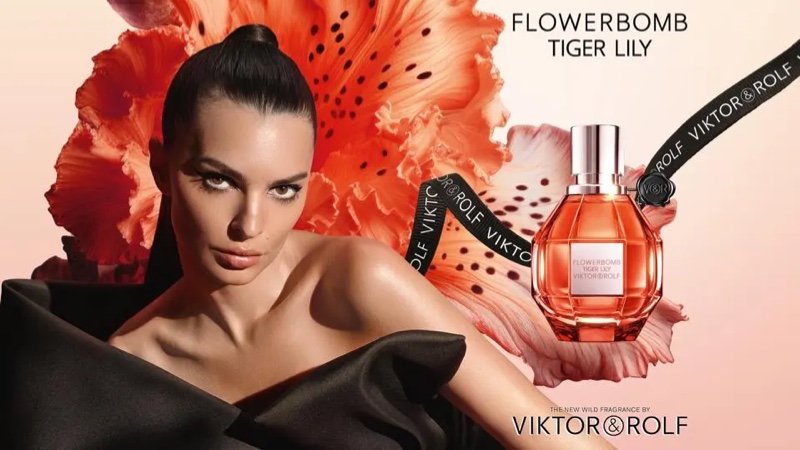Emily Ratajkowski Viktor Rolf Flowerbomb Tiger Lily Perfume Ad