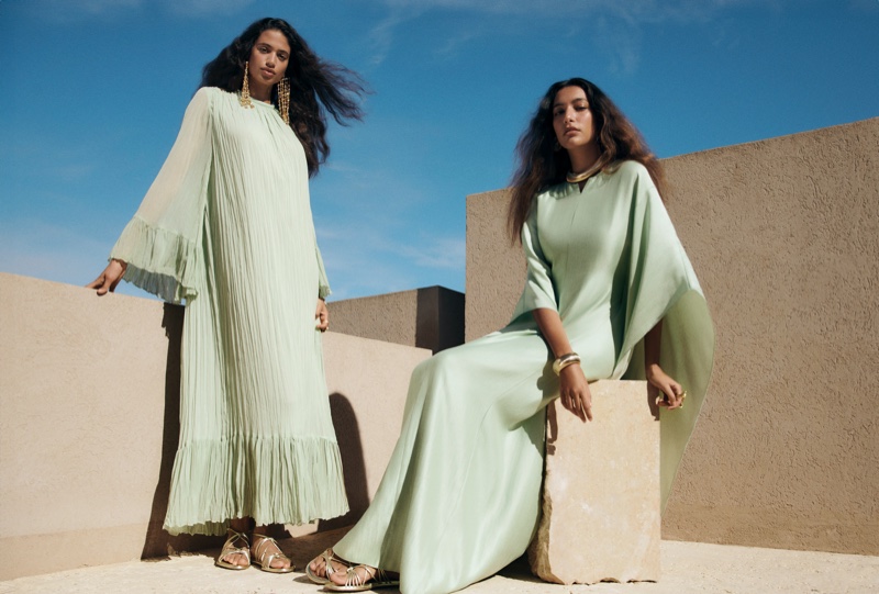 Flowing green gowns take the spotlight in the limited edition H&M spring 2024 collection.