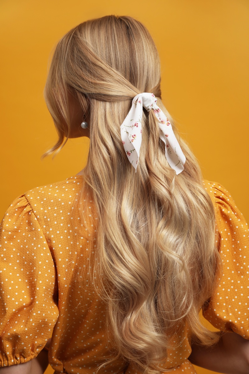 Half-Up Ponytail Ribbon Long Hair