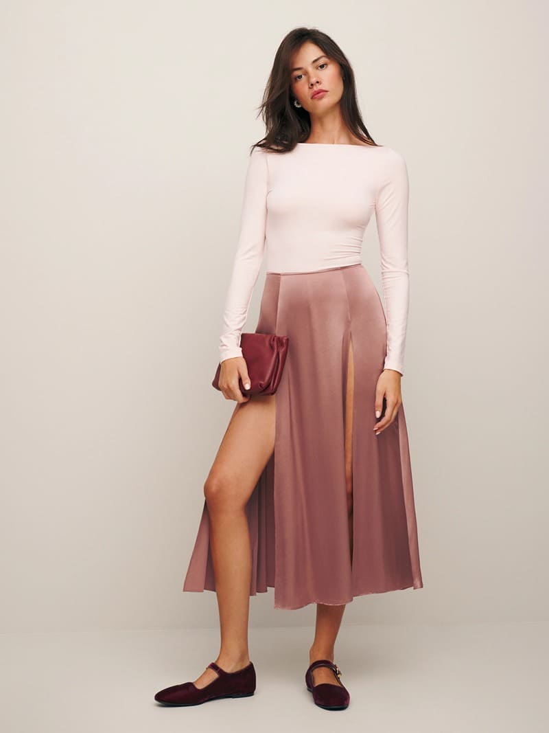 Reformation Vlora Silk Skirt