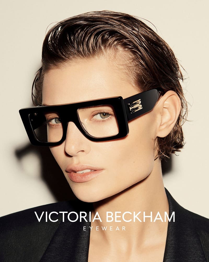 Bibi Breslin epitomizes chic sophistication in the new Victoria Beckham Eyewear collection for spring 2024.