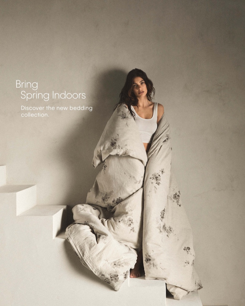 Camila Morrone captivates in Calvin Klein Home's spring 2024 ad with subtle prints.