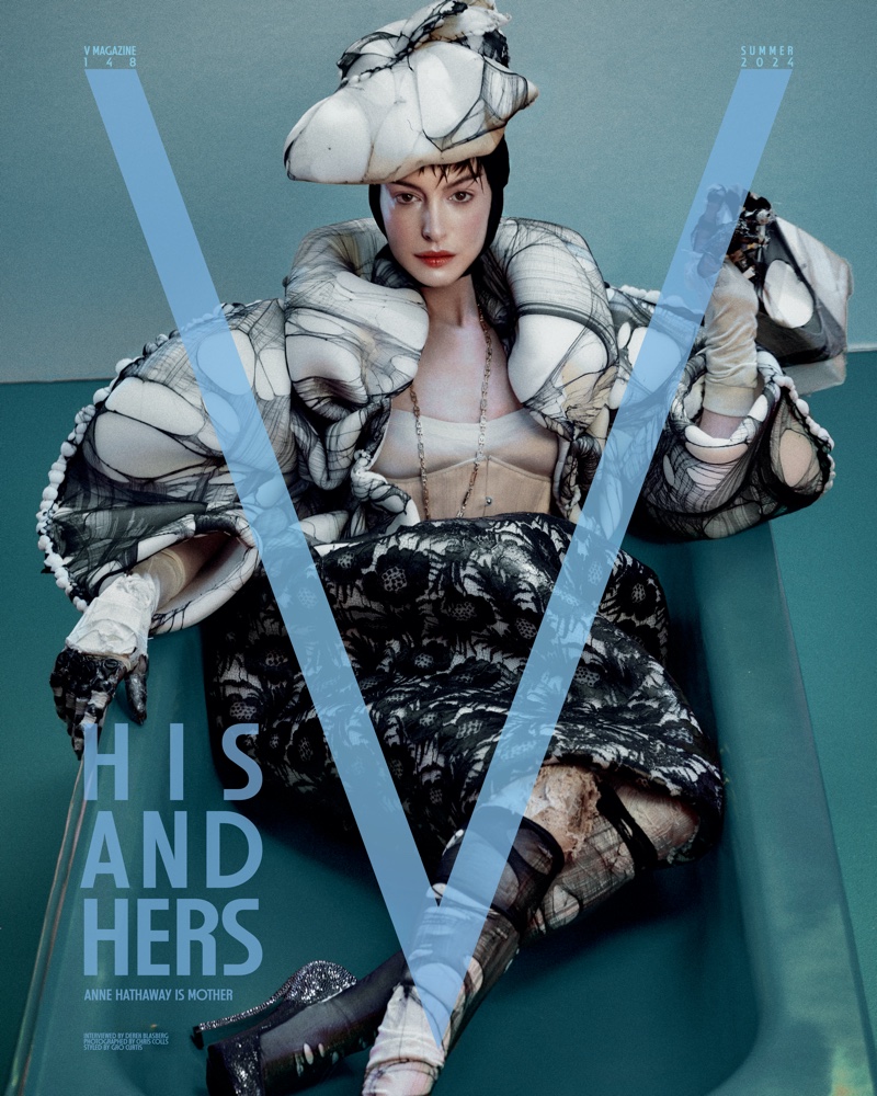 Actress Anne Hathaway wears Maison Margiela look on V Magazine V148 cover.