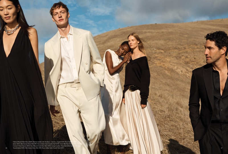 Monochromatic looks showcase a pared down aesthetic for Banana Republic's spring 2024 campaign.