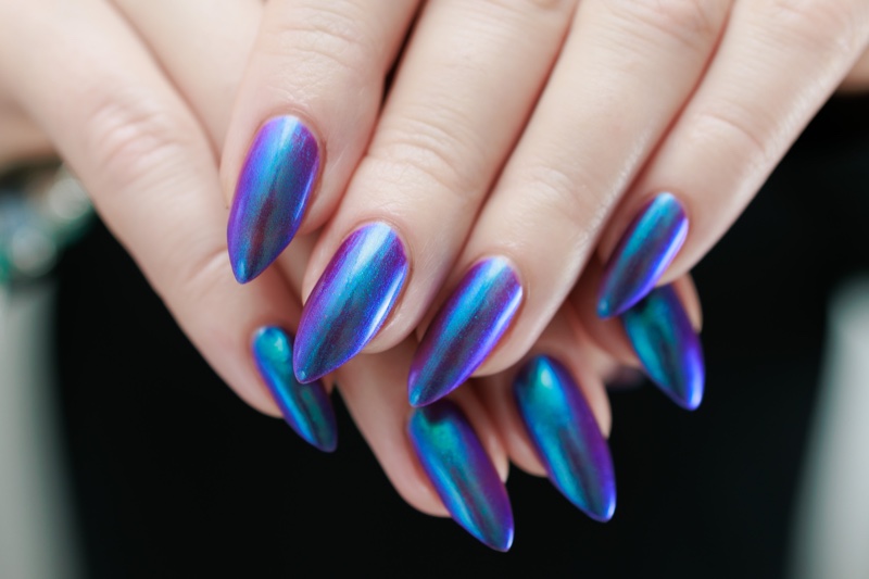 Chrome Blue Nails