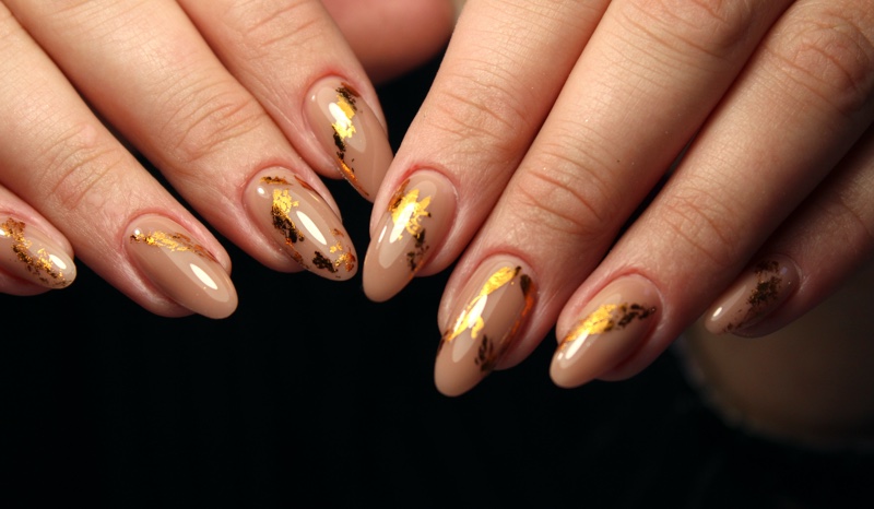 Gold Neutral Summer Nails