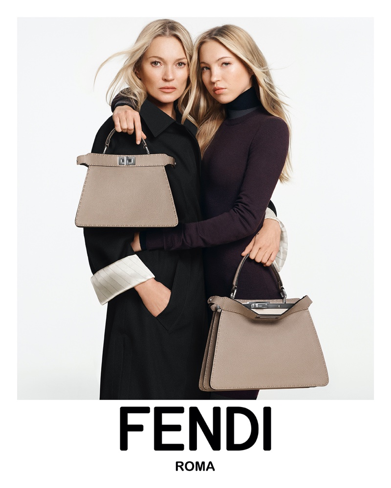 The Fendi Peekaboo 2024 campaign captivates with Kate and Lila Moss, highlighting the iconic bag in neutrals.