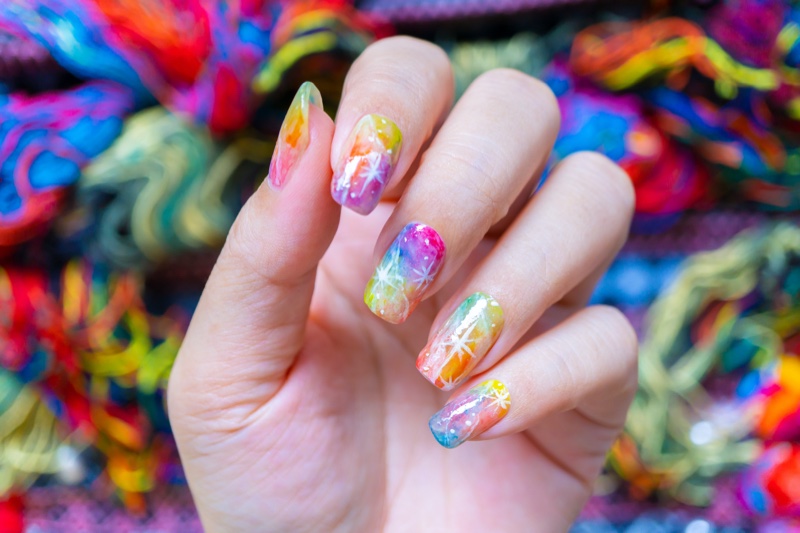 Rainbow Burst Summer Nails