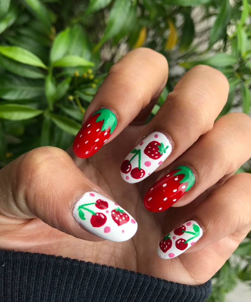 Strawberry Cherry Summer Manicure
