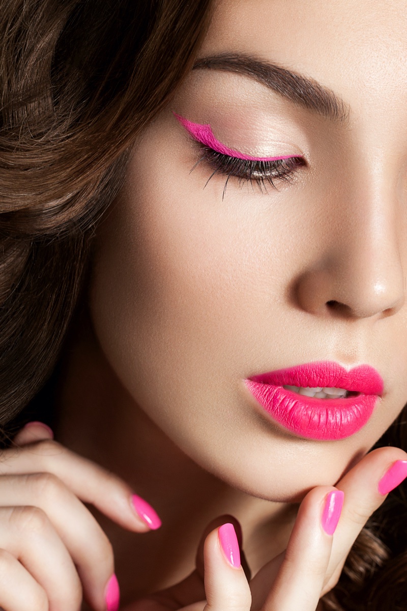 Vibrant Winged Eyeliner Pink Makeup