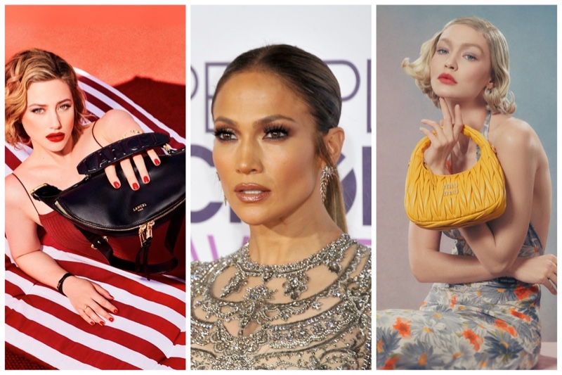 Week in Review: Lili Reinhart for Lancel spring 2024 ad, Jennifer Lopez, Gigi Hadid poses in Miu Miu handbag campaign.