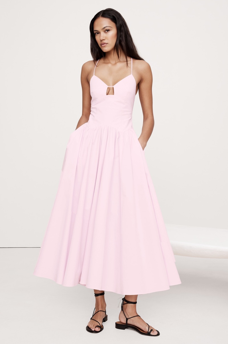 Banana Republic Stretch-Cotton Poplin Long Midi Dress $200