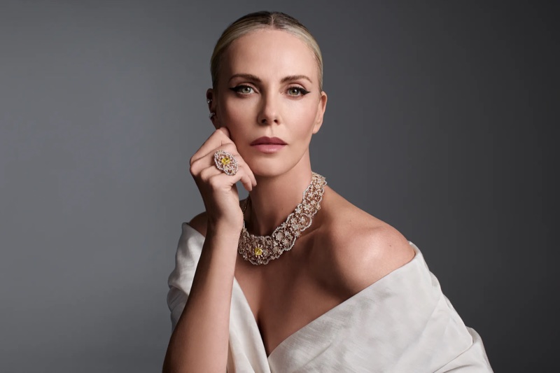 Actress Charlize Theron wears diamonds in Dior High Jewelry campaign.