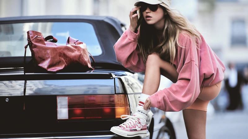 Lila Moss poses for the Converse x Isabel Marant 2025 campaign.