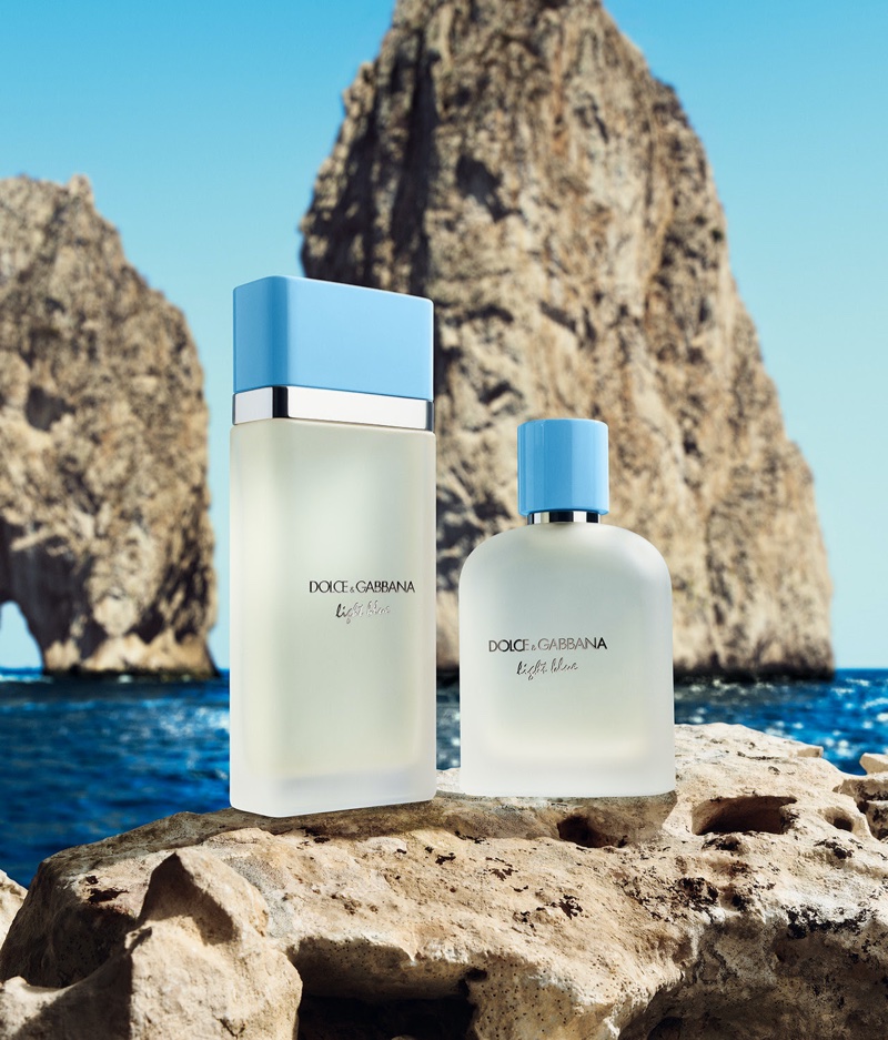 A look at the Dolce & Gabbana Light Blue fragrance bottles.