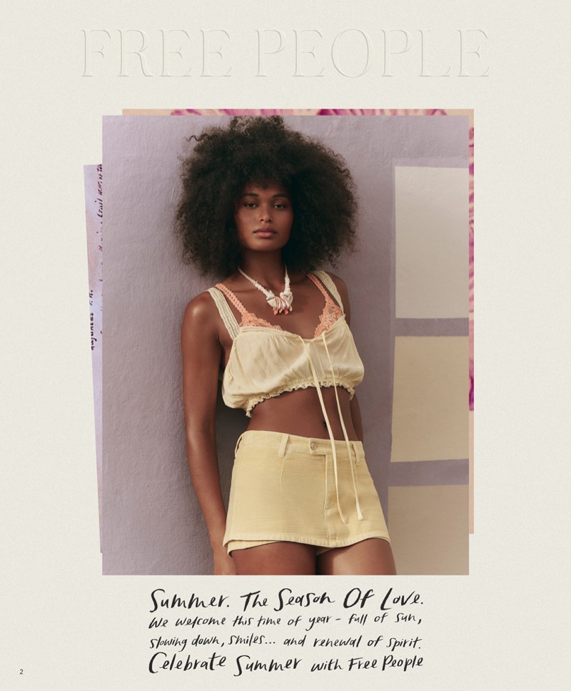 Ines Leblanc appears in Free People's summer 2025 collection.