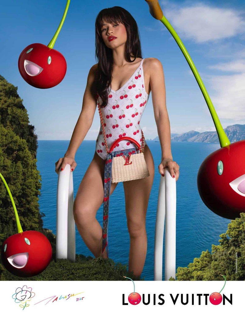Zendaya poses for Chapter Three of the Louis Vuitton x Murakami campaign.