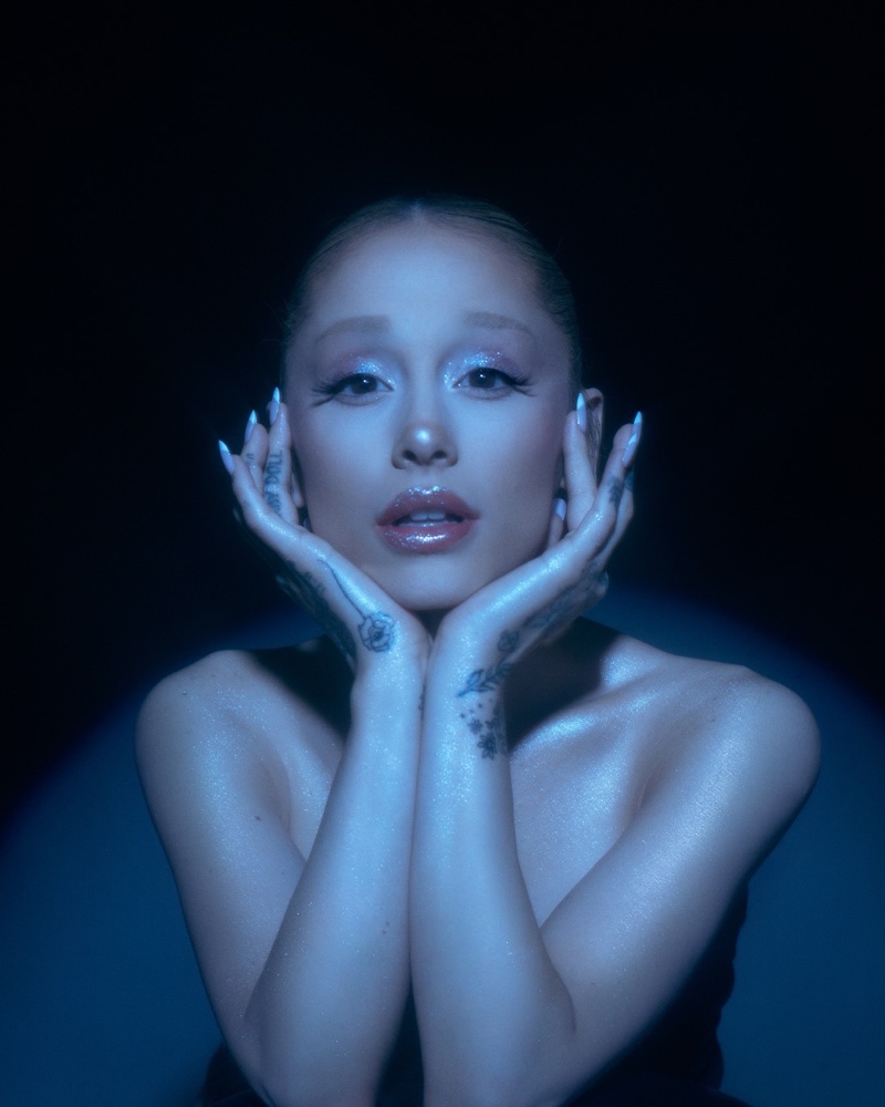 Ariana Grande poses in r.e.m. Beauty fembot capsule collection campaign.