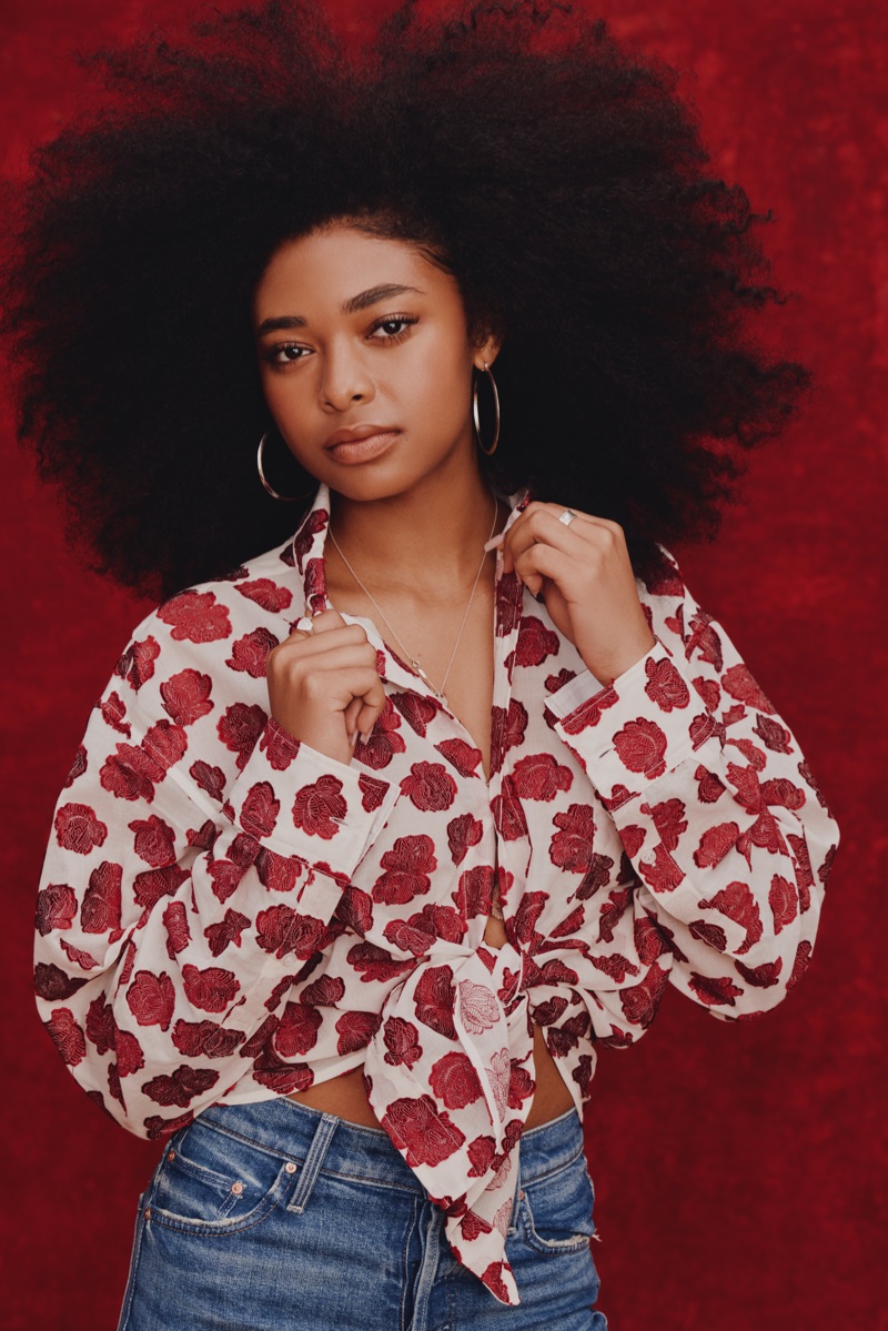 Mychal-Bella Bowman poses in La DoubleJ x (RED) campaign.