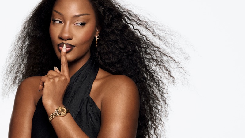Tems stars in OMEGA Aqua Terra watch campaign.