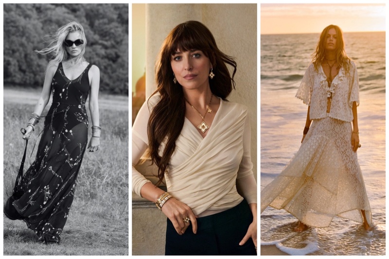 Week in Review: Kate Moss fronts Zara Festival Collection, Dakota Johnson poses in Roberto Coin campaign, and Spell Lux Lisbon Lace collection.