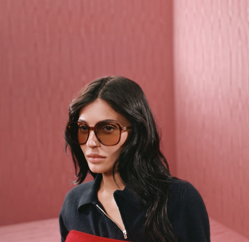 Kylie Jenner shows off sunglasses in Miu Miu's fall 2025 ad.