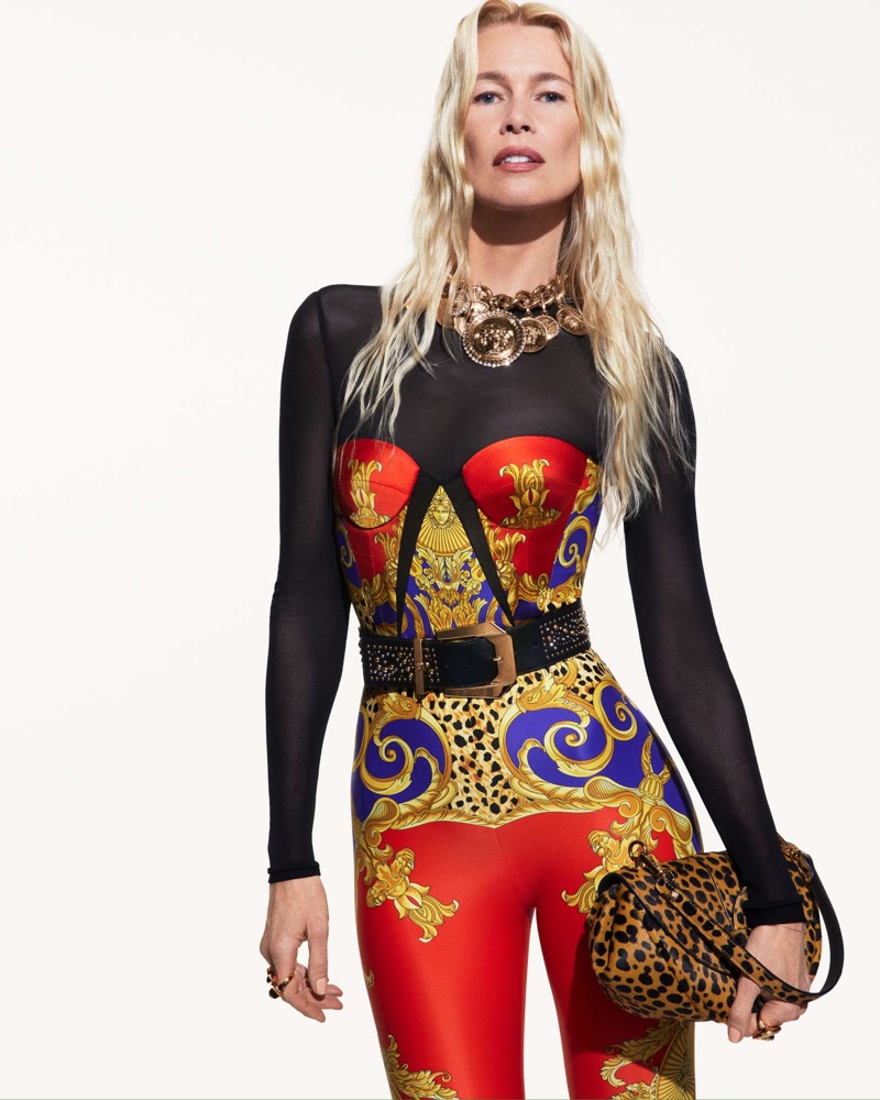 Claudia Schiffer appears in Versace's fall-winter 2025 campaign.