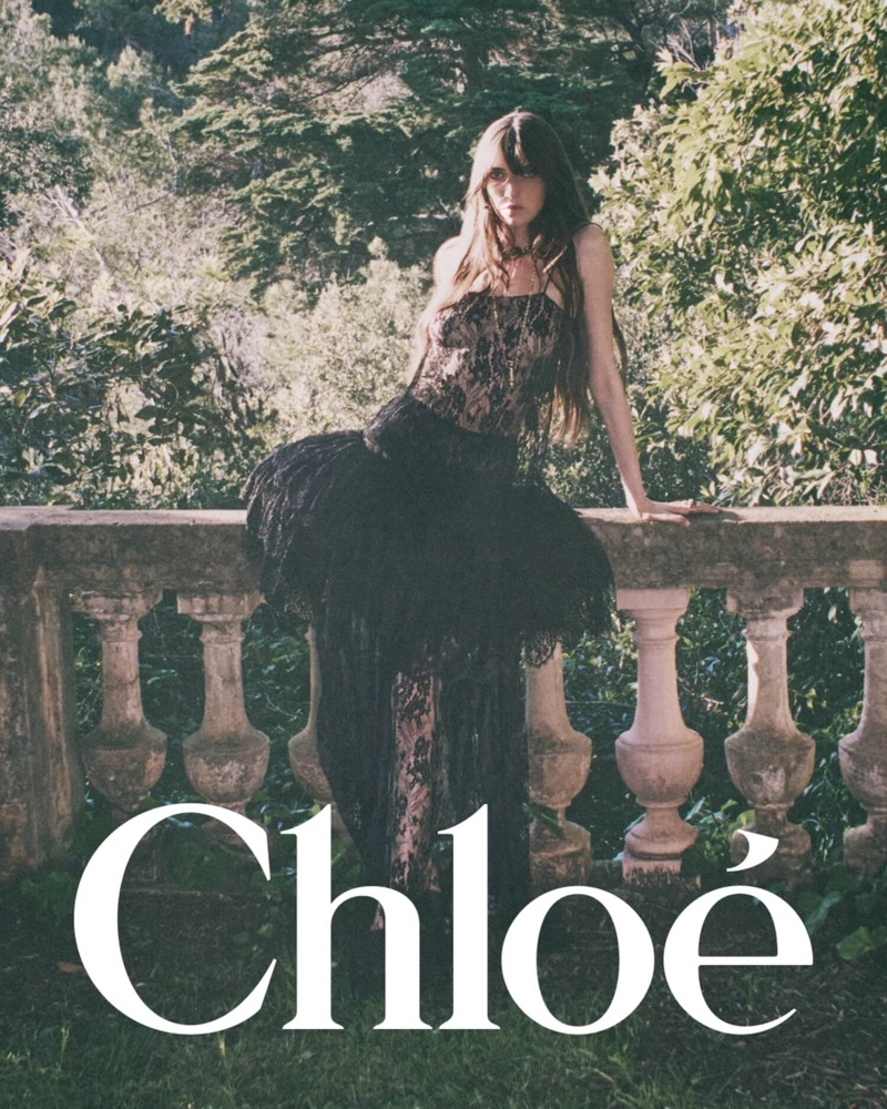 Grace Hartzel poses in Chloé's winter 2025 campaign.