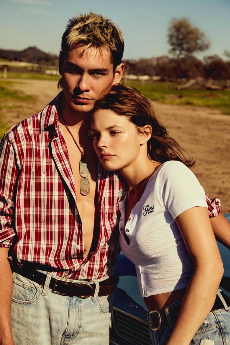 Evan Mock and Alana Champion front Guess Jeans' summer 2025 campaign.