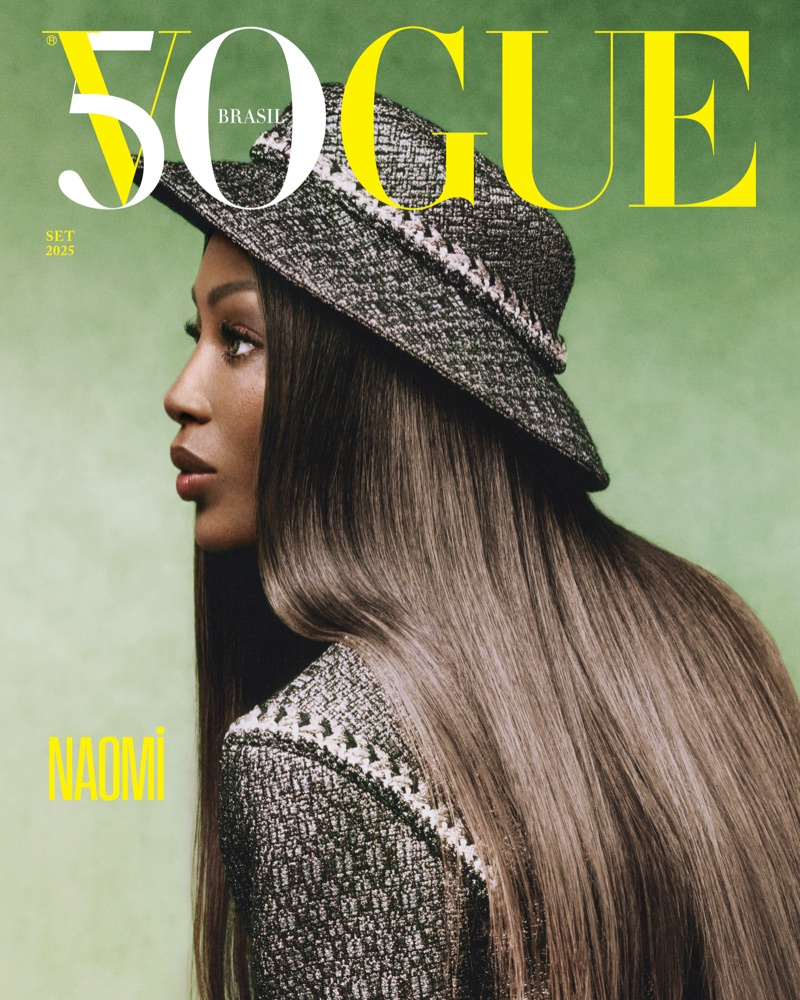 Naomi Campbell poses on Vogue Brazil's September 2025 cover.